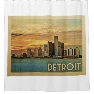 Cortina De Ducha Viajes de la época de Detroit Michigan
