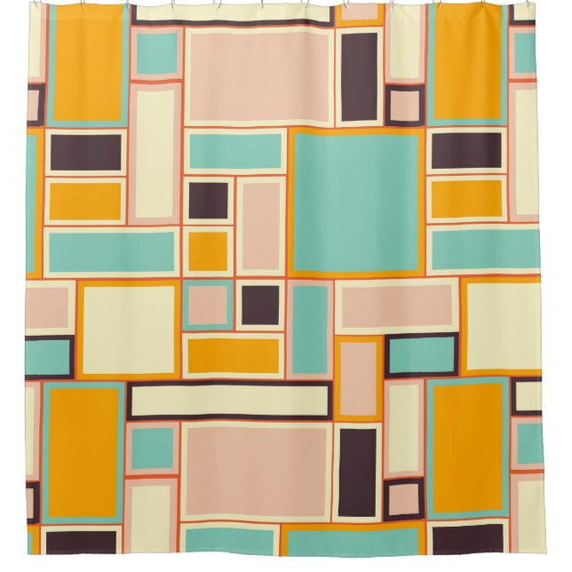 Cortina De Ducha Vibrant abstract pattern with rectangles (Anverso)