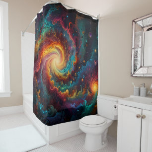 Cortina De Ducha Vibrante espiral de Mandala con tonos arcoiris