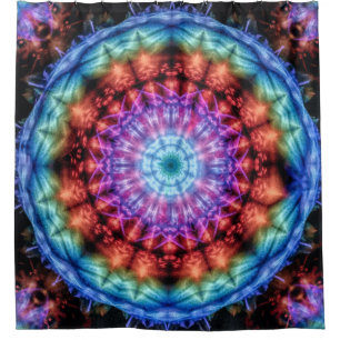 Cortina De Ducha Vibrante Tie Dye Kaleidoscope Arcoiris Mandala