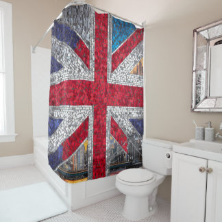 Cortina De Ducha Vibrante Unión Mosaica Bandera Vidrio Manchado