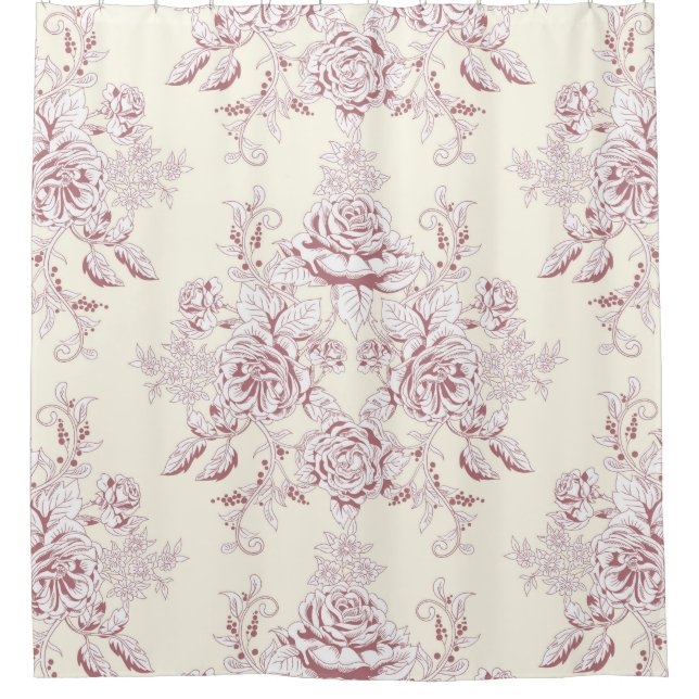 Cortina De Ducha Victoriano, amarillo suave, rosa suave, floral,pat (Anverso)