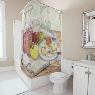 Cortina De Ducha Vida de la fruta y la pintura al vino