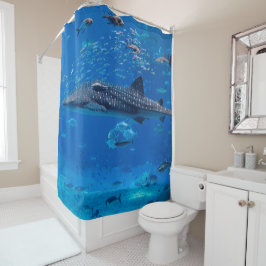 CORTINA DE DUCHA VIDA MARINA. OCEO DE PESCADO DE LA BARRILLA MANTA