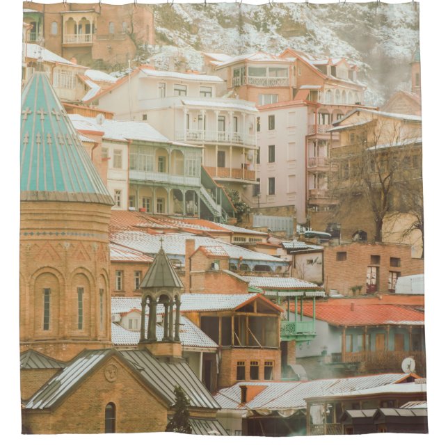 Cortina De Ducha Viejos edificios históricos de Tiflis. Viajes del  (Anverso)