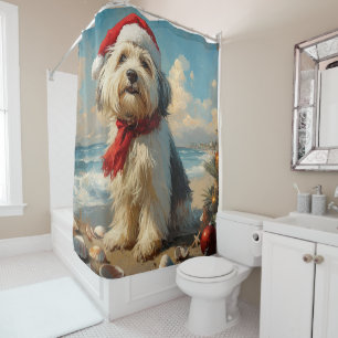 Cortina De Ducha Viejos Navidades de Sheepdog ingleses Vintage Beac