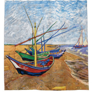 Cortina De Ducha Vincent Van Gogh - Barcas de Pesca en la Playa