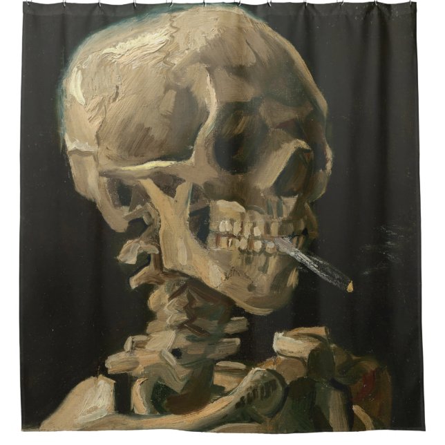 Cortina De Ducha Vincent Van Gogh - Calavera con cigarrillo en llam (Anverso)