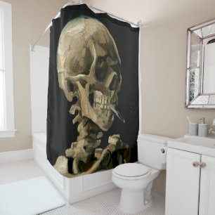 Cortina De Ducha Vincent van Gogh - Calavera con cigarrillo en llam