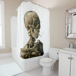 Cortina De Ducha Vincent van Gogh - Calavera con cigarrillo en llam