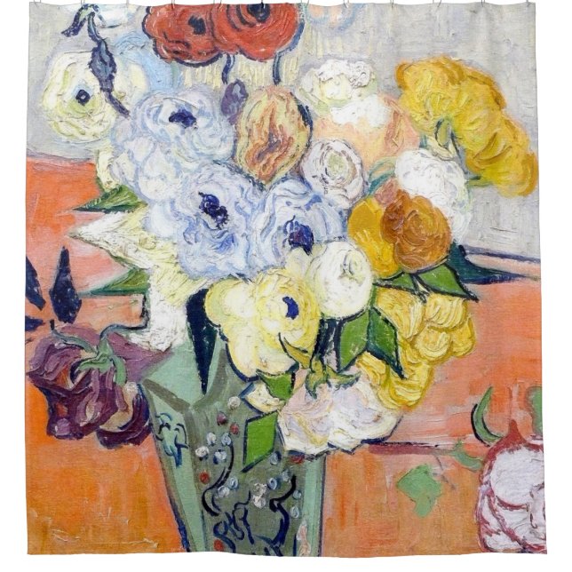 Cortina De Ducha Vincent Van Gogh - Rosas Y Anemones 1890 (Anverso)