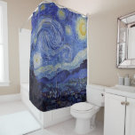 Cortina De Ducha Vincent Van Gogh Starry Night Vintage Bella Artes<br><div class="desc">Vincent van Gogh Starry Night Bella Artes Painting Starry Night es un cuadro del artista holandés post-impresionista Vincent van Gogh. El cielo azul nocturno está lleno de nubes, estrellas y una luna creciente brillante. La noche estrellada es la única noche de la serie de vistas desde la ventana de su...</div>