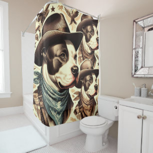 Cortina De Ducha Vintage American Pit Bull Terrier Ilustracion