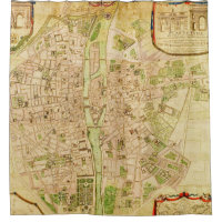 Vintage antiguo 1676 de río Sena del mapa de París