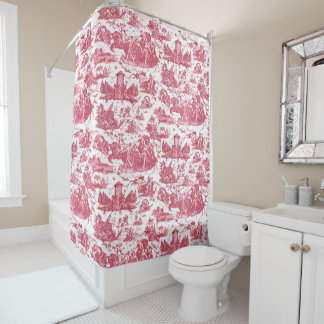 Cortina De Ducha Vintage Chariot francés de Dawn Toile de Jouy-Pink
