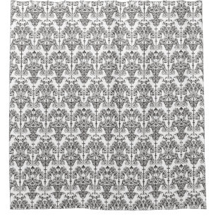 Cortina De Ducha Vintage Damask Ornament negro I + tu trasero.