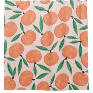 Cortina De Ducha Vintage de mandarinas: textura de fruta repetida.