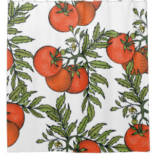 Cortina De Ducha Vintage de tomate: Ilustracion del mercado agrícol
