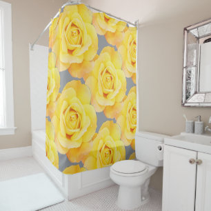 Cortina De Ducha Vintage Floral Amarillo Naranja Rosa Flor Arte Gri