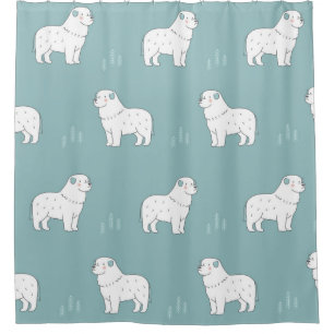 Cortina De Ducha vintage Gran Pirineo ilustracion de perro sin sold