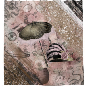 Cortina De Ducha Vintage Grunge Steampunk Glam Gorra victoriano