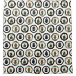 Cortina De Ducha Vintage Insects Colorful Beetles Science