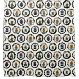 Cortina De Ducha Vintage Insects Colorful Beetles Science