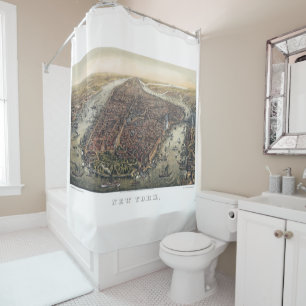 Cortina De Ducha Vintage New York City, Manhattan, Brooklyn Bridge