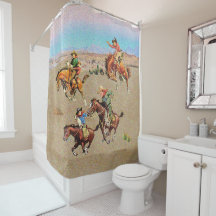 Vintage niños de vacas occidentales en caballos