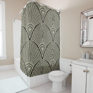 Cortina De Ducha vintage, nouveau del arte, beige, gris, art déco,