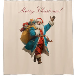 Cortina De Ducha Vintage Santa Personalized Christmas Design