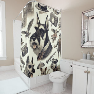 Cortina De Ducha Vintage Schnauzer Seamless