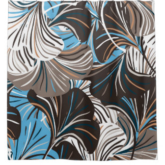 Cortina De Ducha Vintage seamless pattern with striped flowers leav