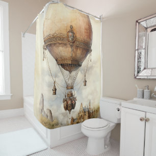 Cortina De Ducha Vintage Steampunk Hot Air Balloon