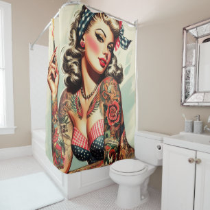 Cortina De Ducha Vintage Tattoo Old School Pin-up