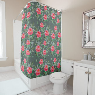 Cortina De Ducha Vintage Watercolor Pink peonies Pattern Shower