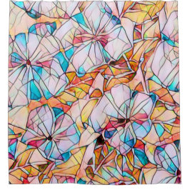 Cortina De Ducha Violetas de vidrio manchado