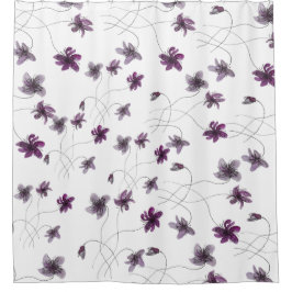 Cortina De Ducha Violetas salvajes acuarela pintada a mano