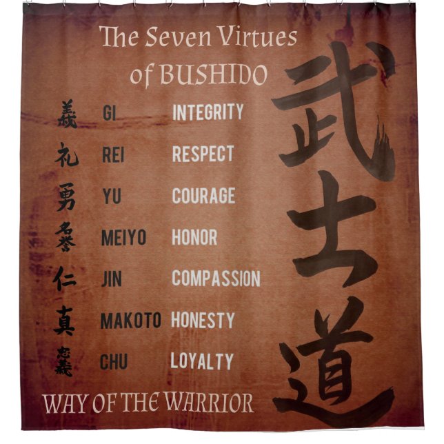 CORTINA DE DUCHA VIRTUDES DE BUSHIDO (Anverso)