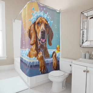 Cortina De Ducha Vizsla Desordenado Dormilón Lindo Divertido