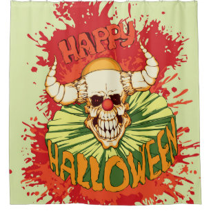 Cortina De Ducha Volante de Halloween: tema diabólico del payaso