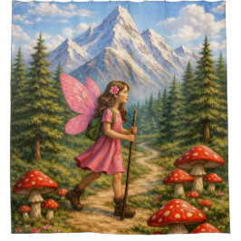 Cortina De Ducha Wanderlust Mountain Fairy Hiker Fairycore Mushroom