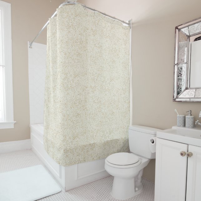 Cortina De Ducha Warm Beige Confetti Texture Bathroom Decor (In situ)