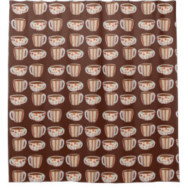 Cortina De Ducha Warm Circle Pattern On Cups Of Coffee
