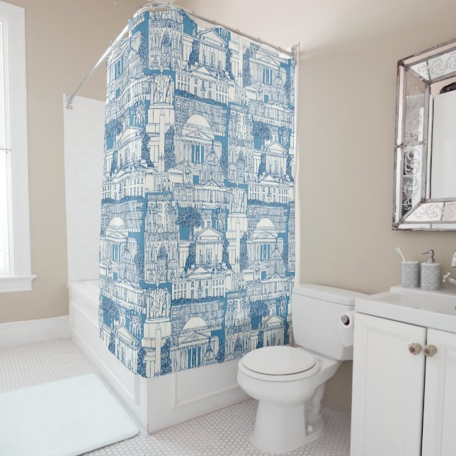 Cortina De Ducha Washington DC toile blue (In situ)