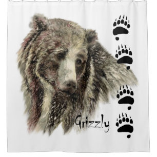 Cortina De Ducha Watercolor Grizzly Bear Animal Art