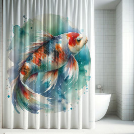 Cortina De Ducha Watercolor Koi Fish