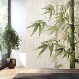 Cortina De Ducha Watercolor Zen Bamboo Harmony