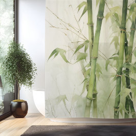 Cortina De Ducha Watercolor Zen Bamboo Harmony