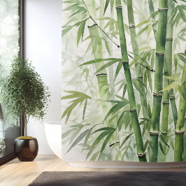 Cortina De Ducha Watercolor Zen Bamboo Harmony